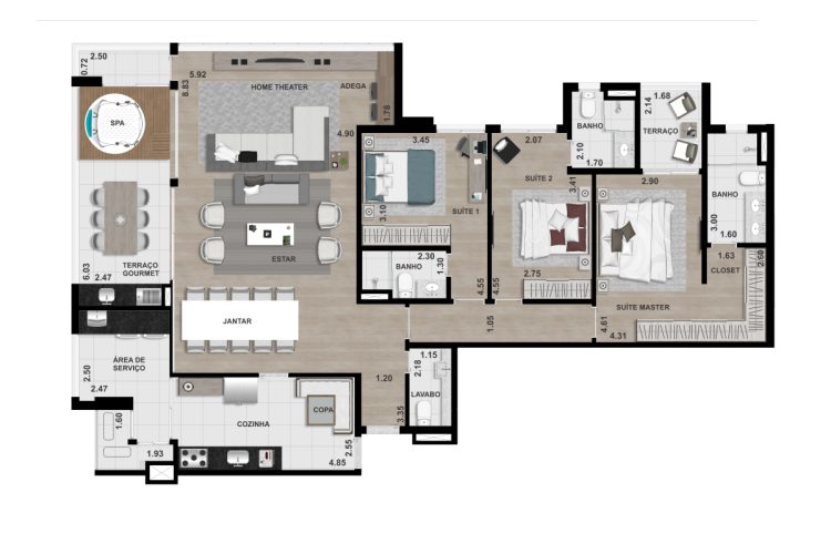 COBERTURA FINAL 3 - 174,80 m² - 3 SUÍTES