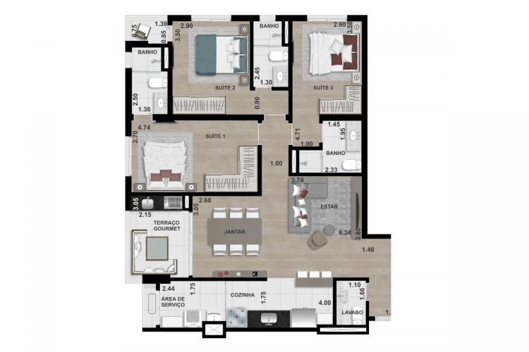 FINAL 2 - 109,60 m² - 3 SUÍTES